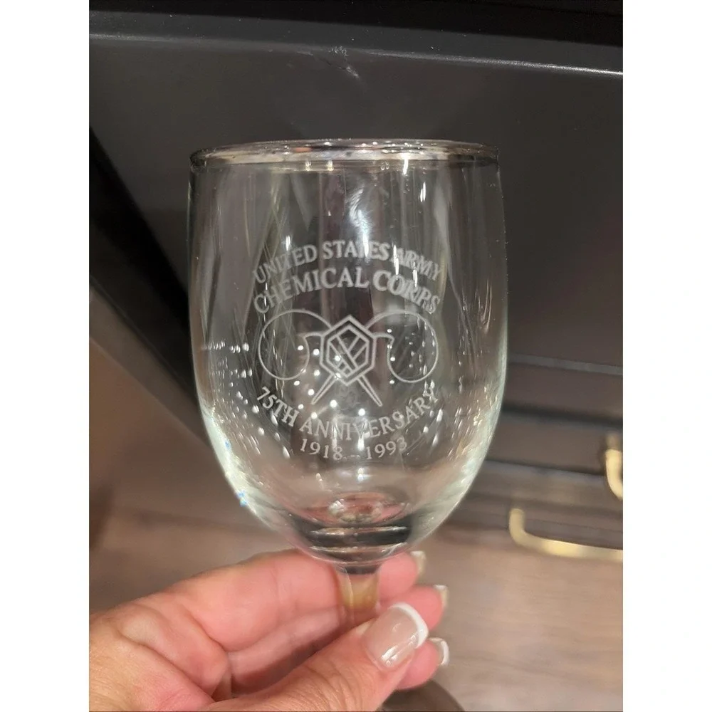 commemorative wine glass 75th Anniversary United States Army Chemical corps '93